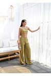 Keten Gi̇peli̇ Crop Ve Pantolon İki̇li̇ Takim