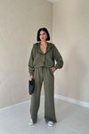 Haki Beli Lastikli Ceket Ve Pantolon Takım