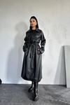 Siyah Reglan Kol Trençkot