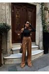 Üç Düğme Detayli Palazzo Pantolon
