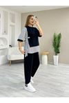 Kadın Kristal 2 Iplik Kumaş Yanları çizgili Takım