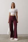 Kemerli Cargo Pantolon - Bordo