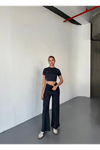 Osy Modal Yumuşak Dokulu Kumaş Kısa Kollu Crop Rahat Pantalon Ikili Takım - Füme